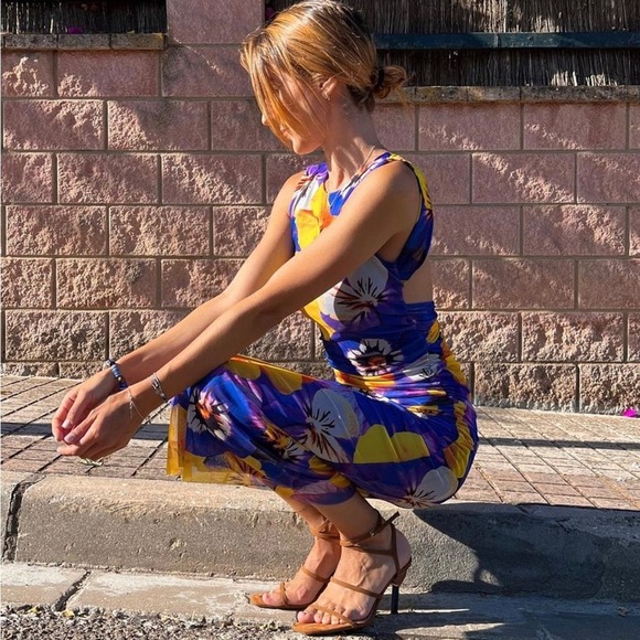 ZARA OPEN BACK PRINTED TULLE DRES - Picture 2 of 11